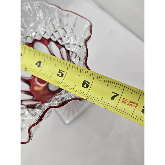 Westmoreland Crystal Ruffled Compote Ruby Carnival Candy Dish Signed 91' VTG - Picture 7 of 8